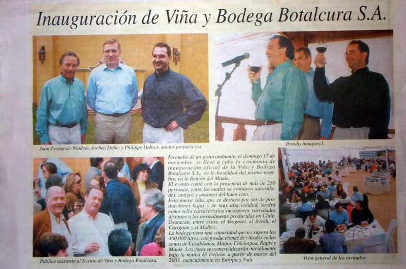 Bodega Botalcura, inauguración